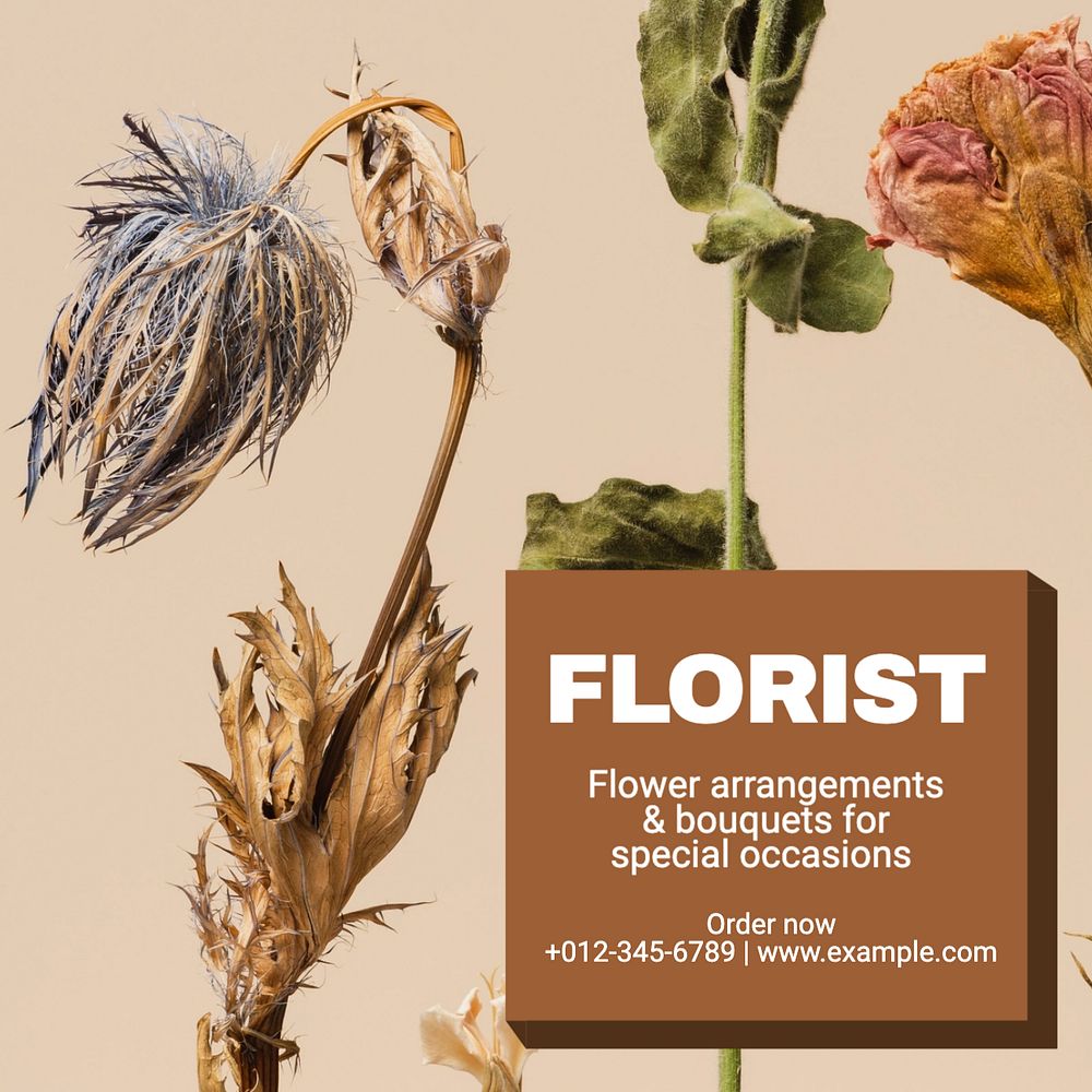 Florist Instagram post template, editable text