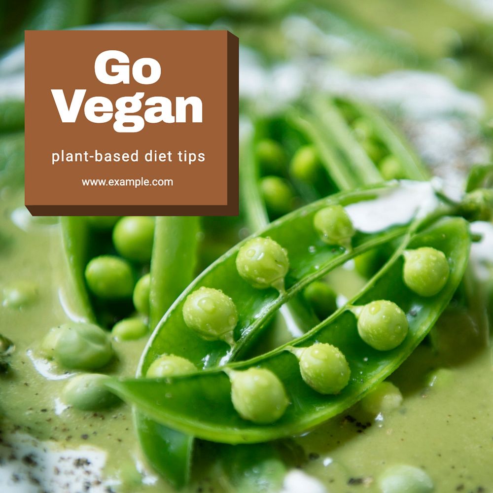 Plant-based vegan diet Instagram post template, editable text