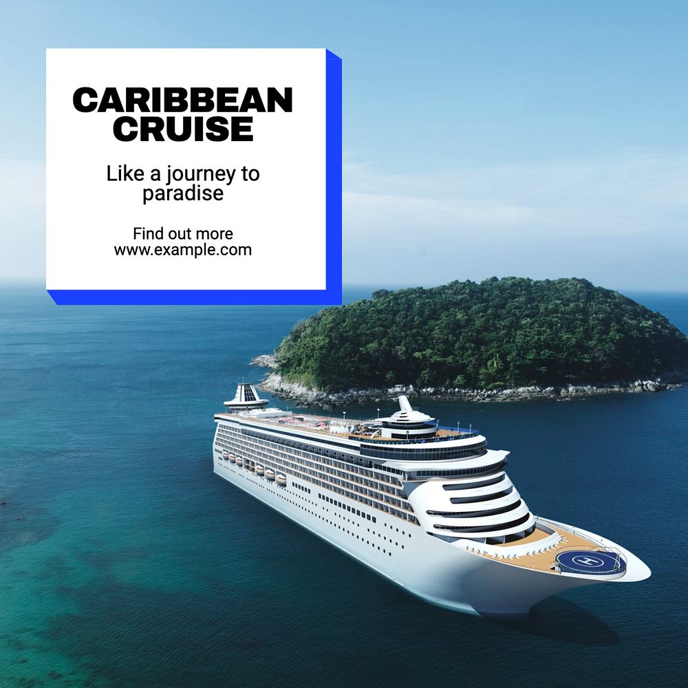 Caribbean cruise Instagram post template, editable text