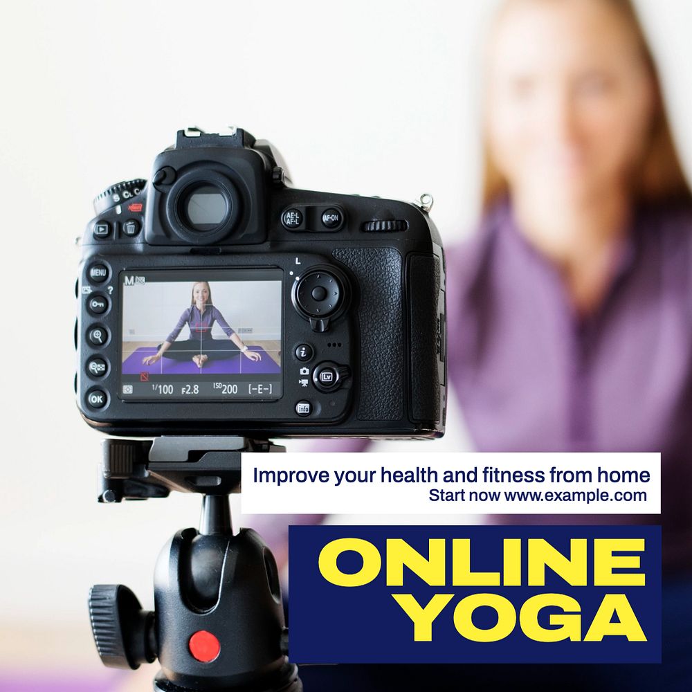 Online yoga Instagram post template, editable text