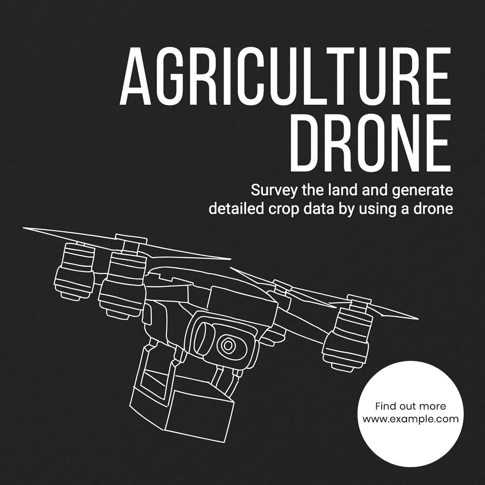 Agriculture drone Instagram post template, editable text