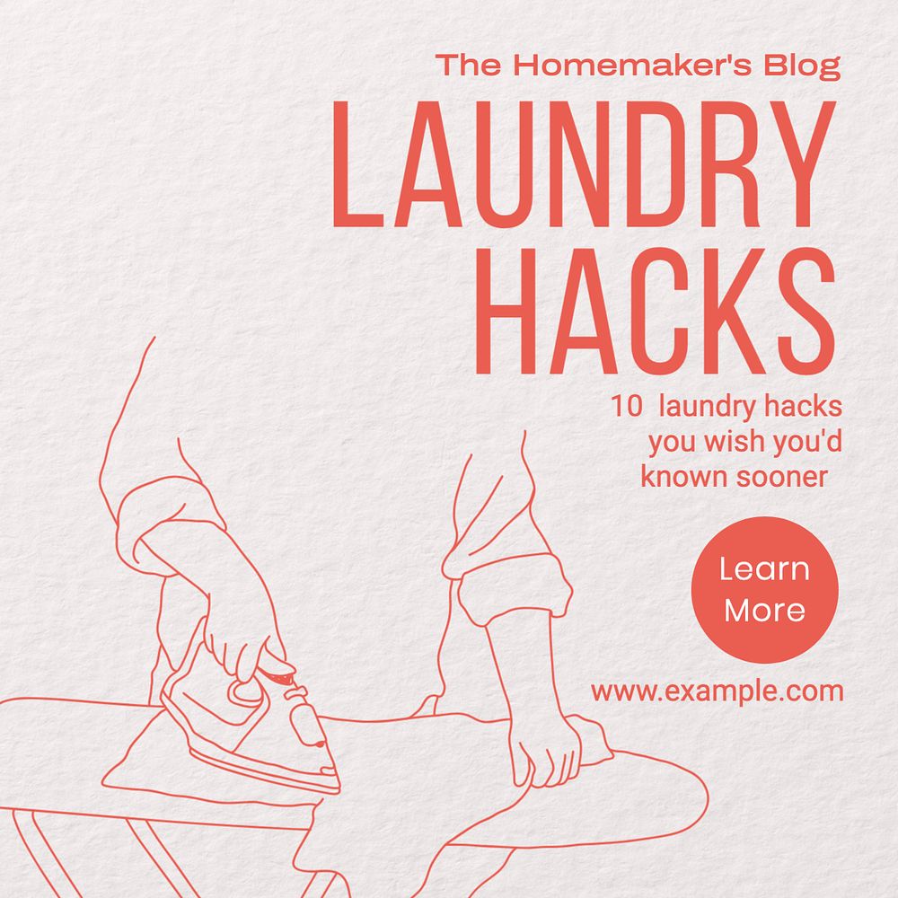 Laundry hacks Instagram post template, editable text