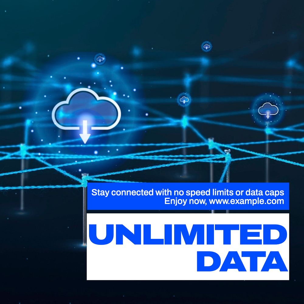 Unlimited internet data Instagram post template, editable text