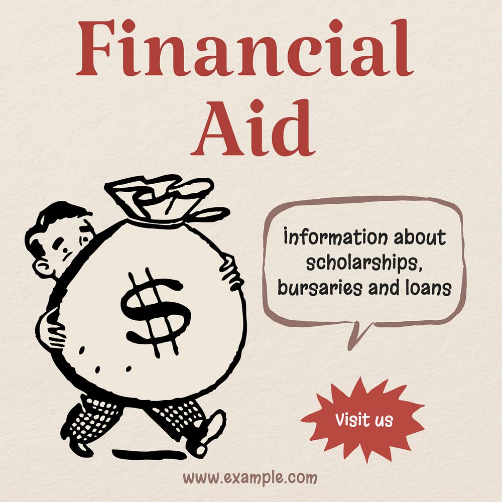 Financial aid Instagram post template, editable text