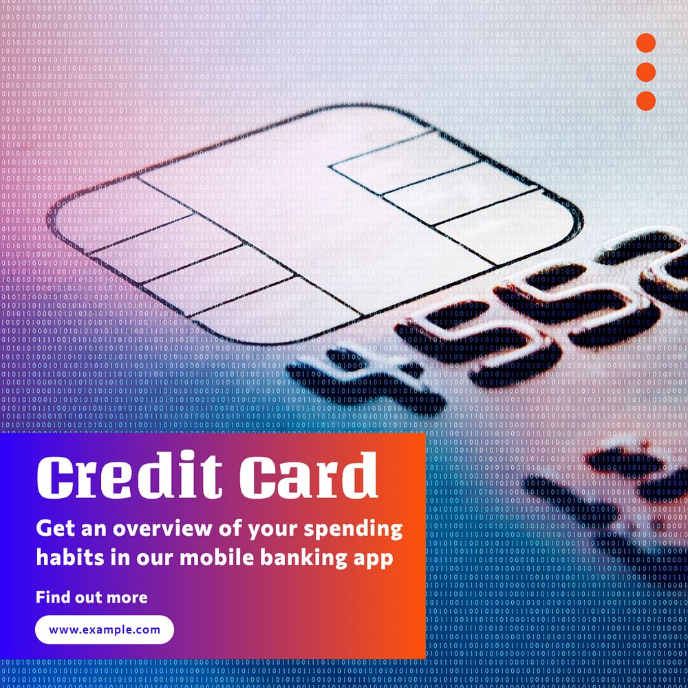 Credit card Instagram post template, editable text