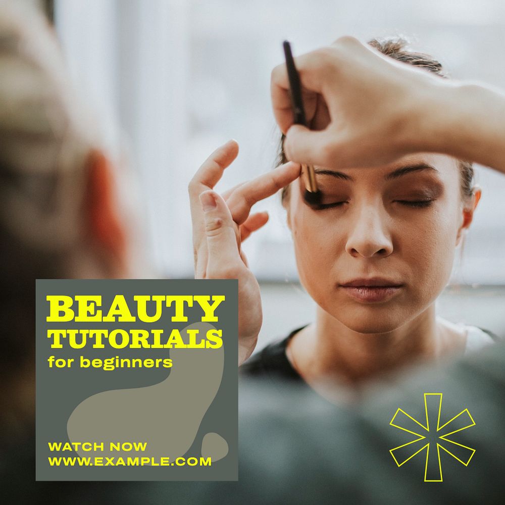 Beauty tutorials Instagram post template, editable text