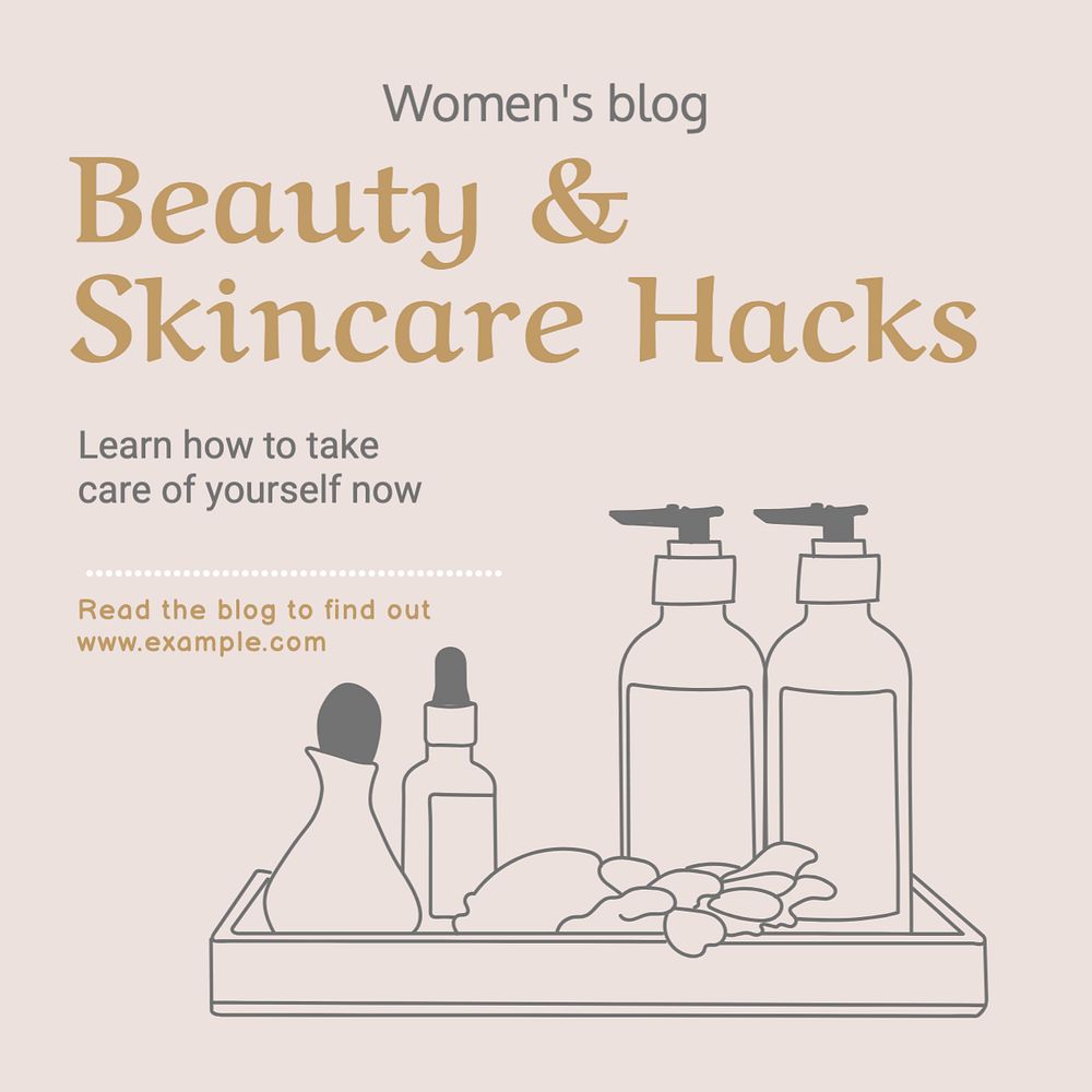 Beauty & skincare hacks Instagram post template, editable text