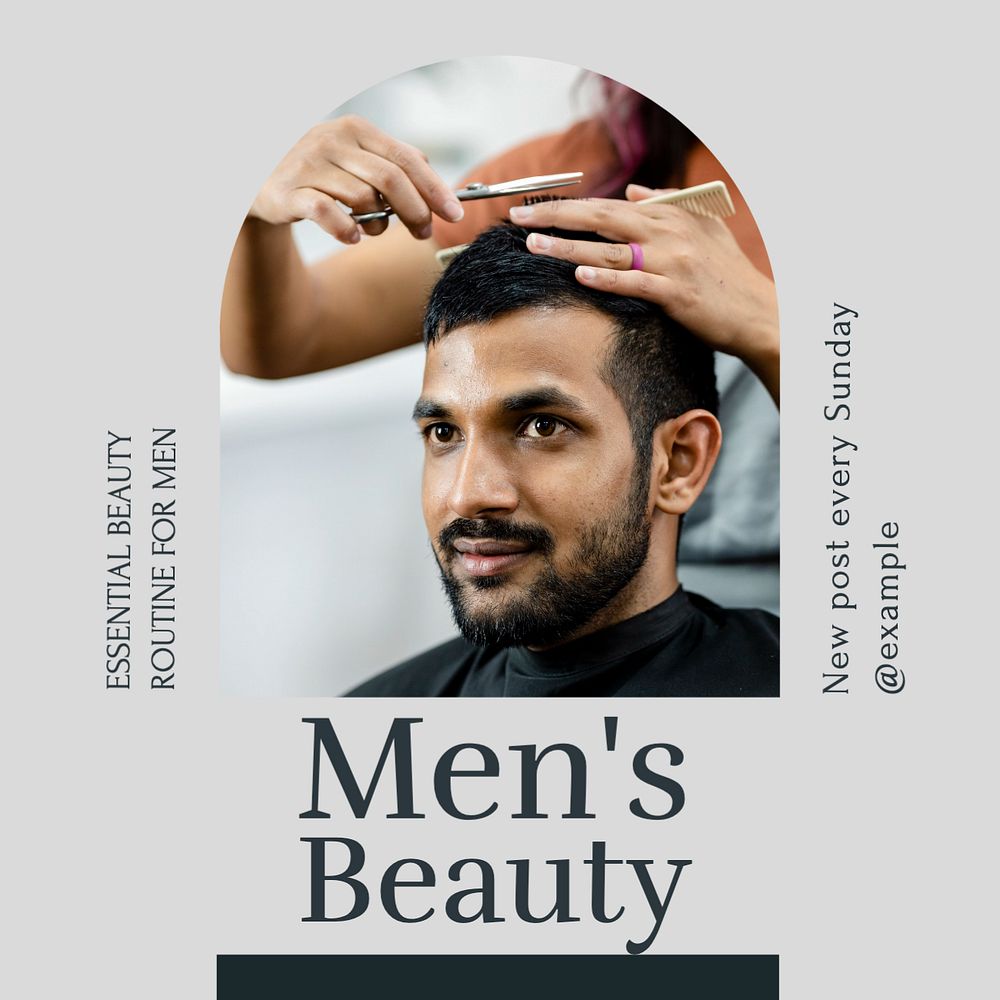 Men's beauty Instagram post template, editable text