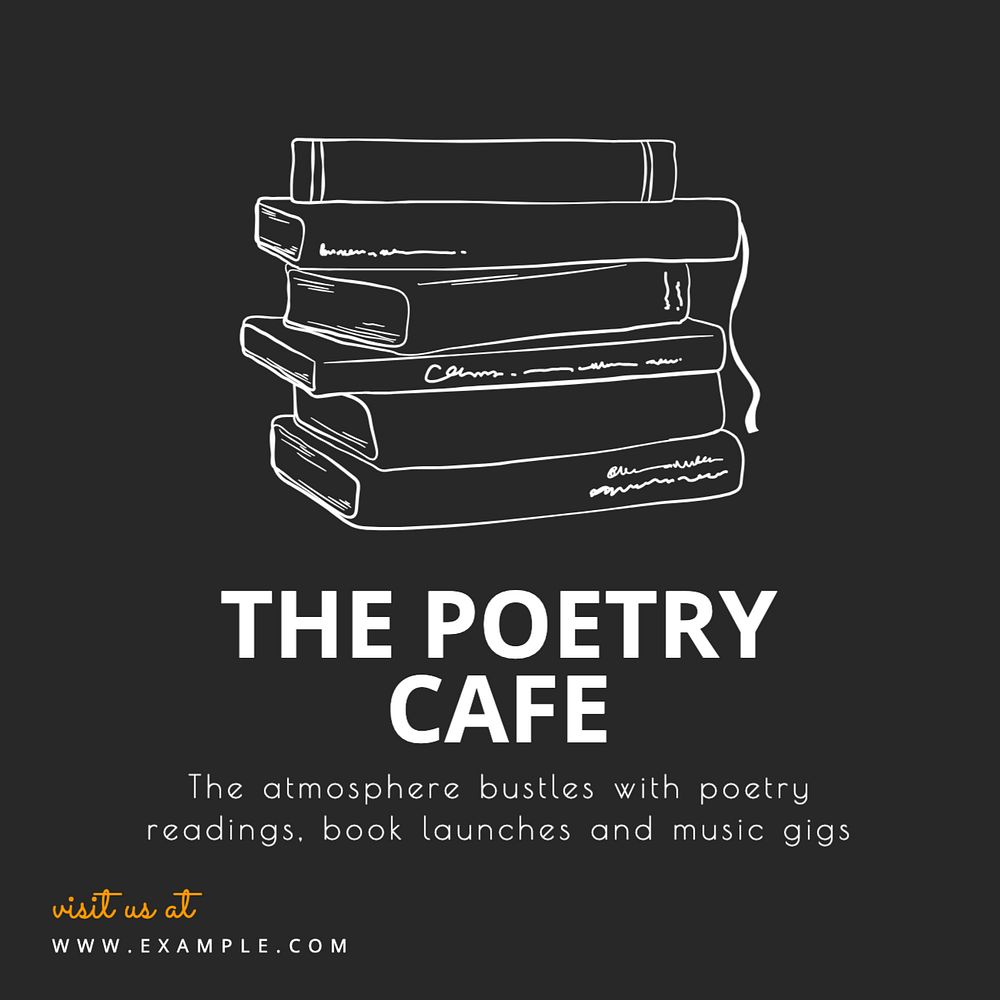 The poetry cafe Instagram post template, editable text