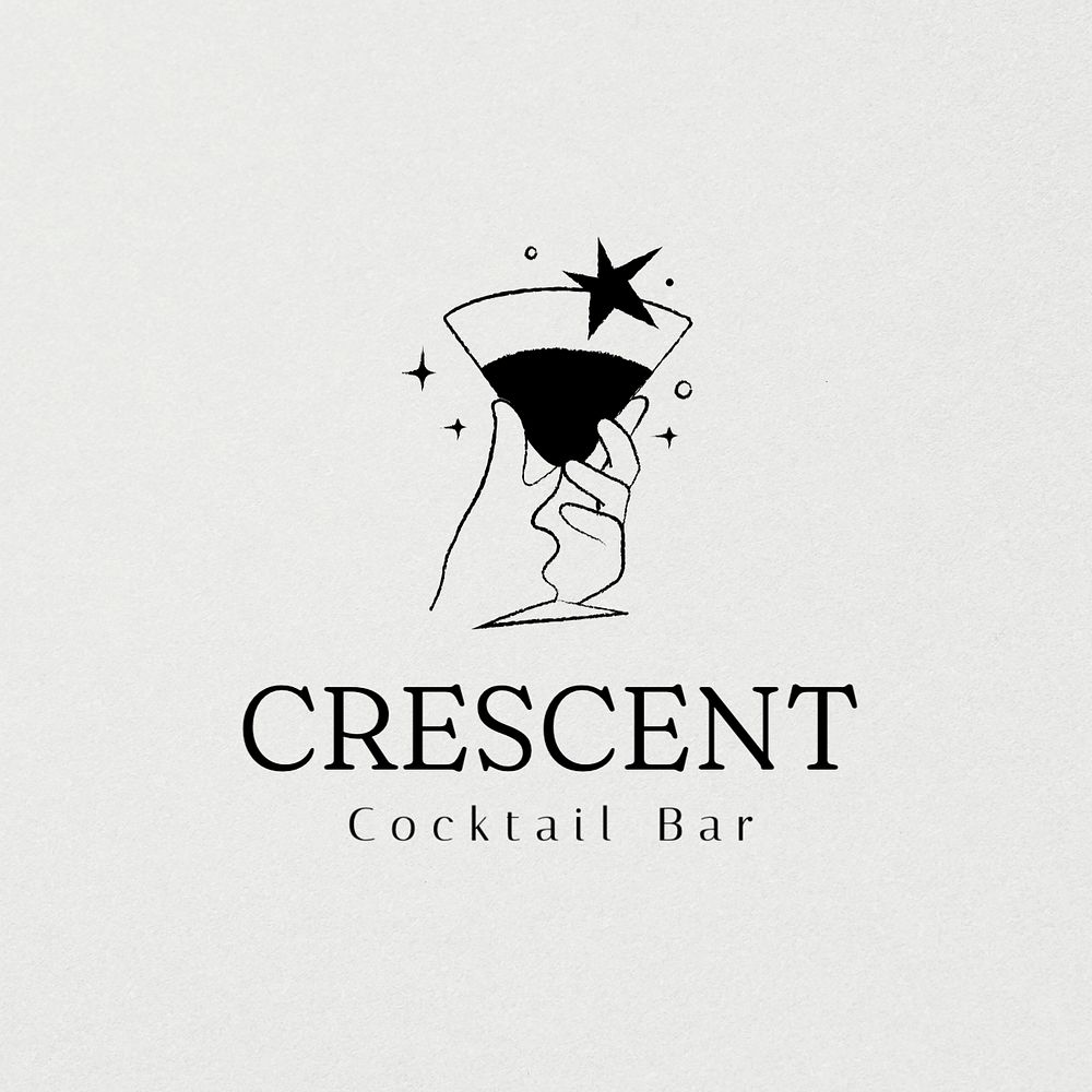 Cocktail bar logo template, editable text