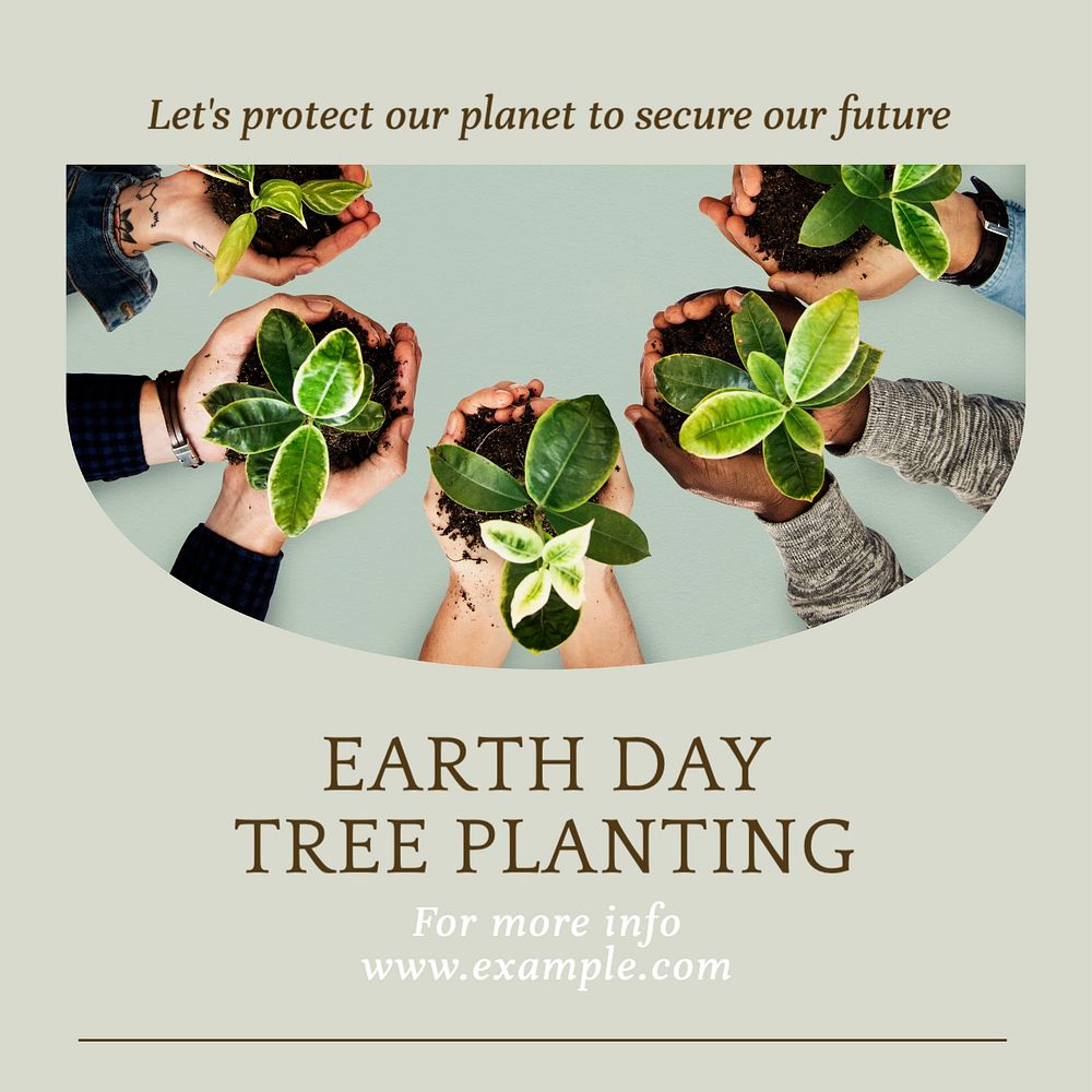 Earth day & tree Instagram post template, editable text