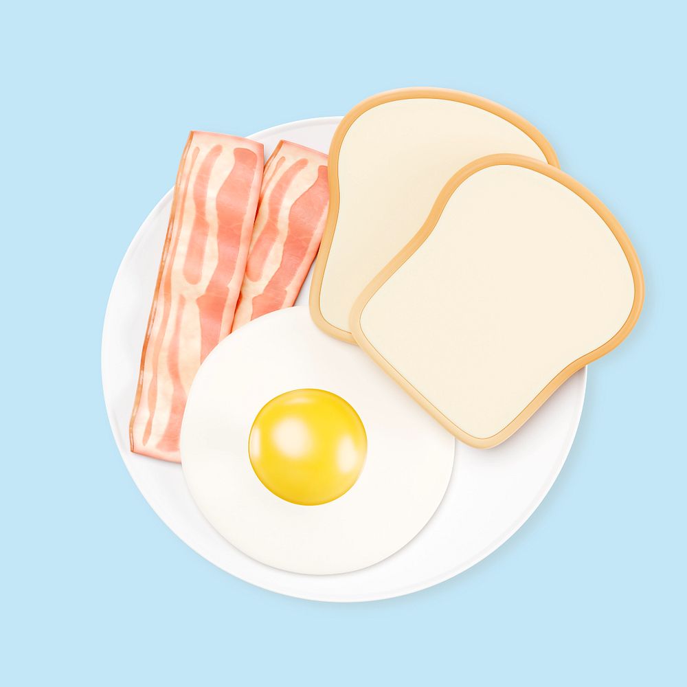 3D American breakfast, element editable illustration