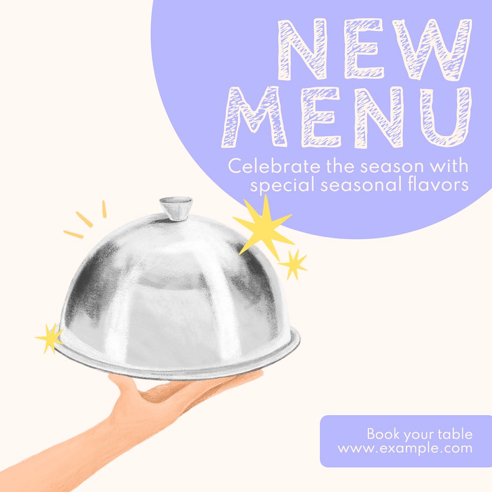 New menu Instagram post template, editable text