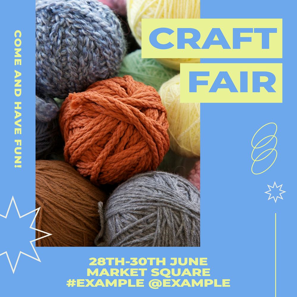 Craft fair Instagram post template, editable text