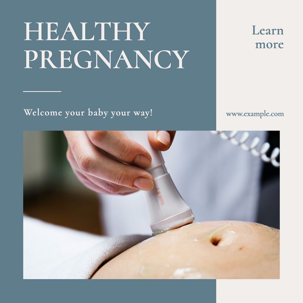 Pregnancy clinic Instagram post template, editable text