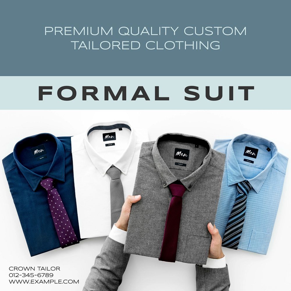 Formal suit Instagram post template, editable text