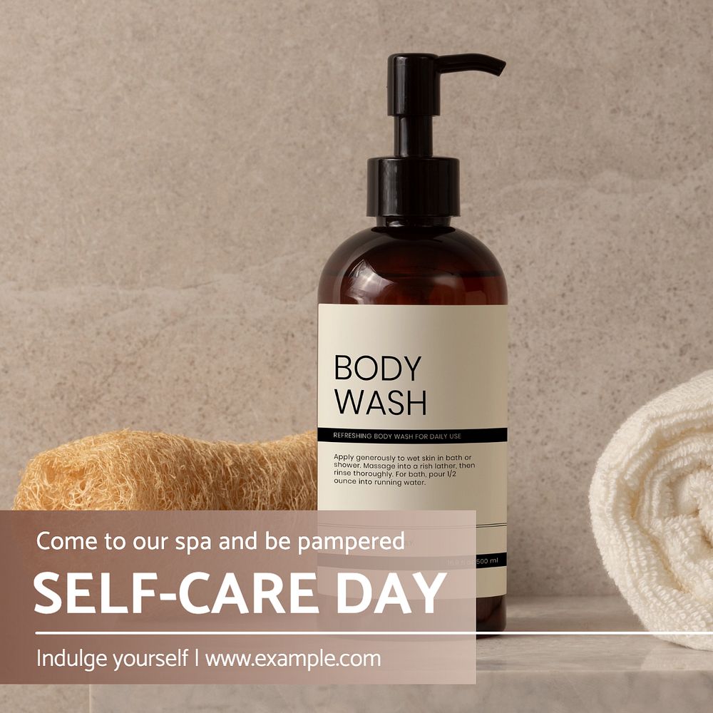 Self-care day Instagram post template, editable text