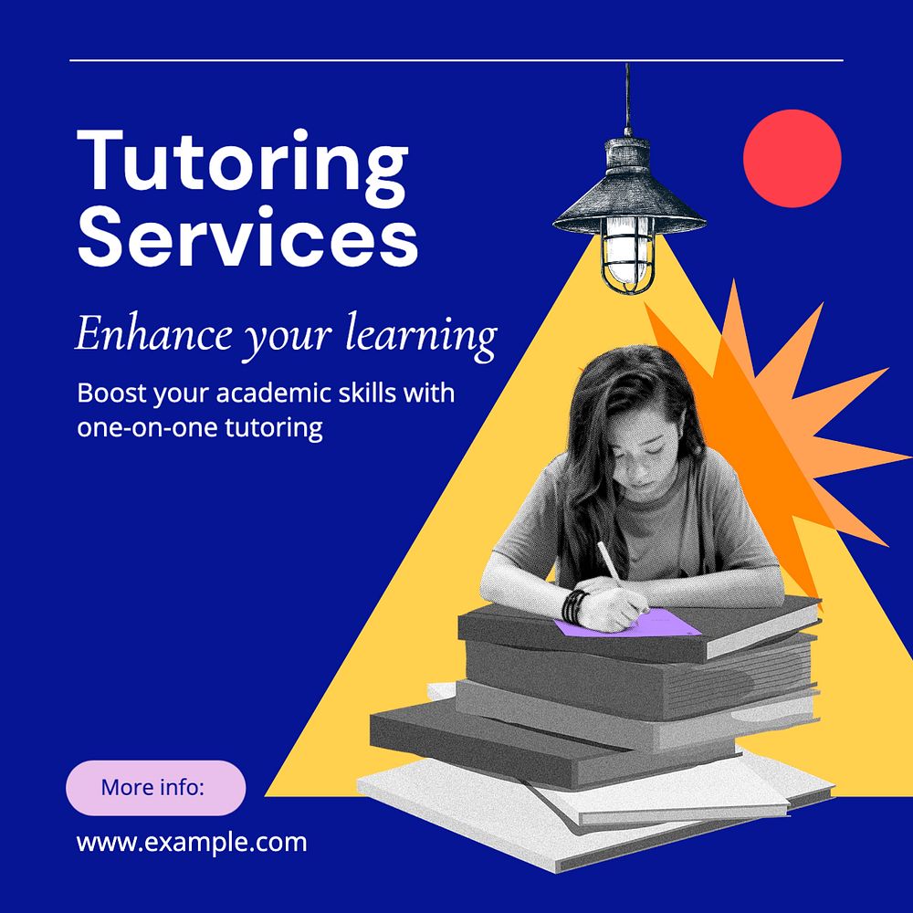 Tutoring services Instagram post template, editable text