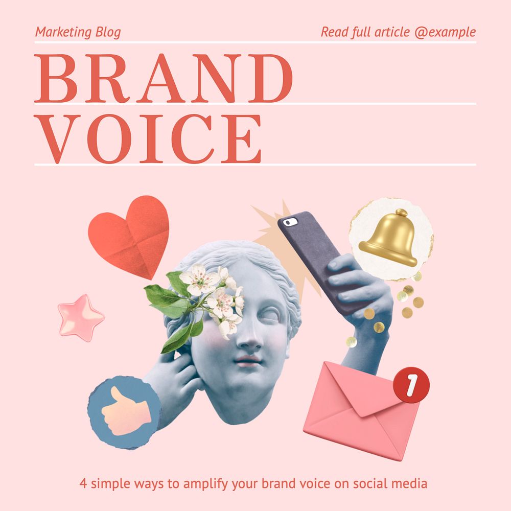 Brand voice Instagram post template, editable text