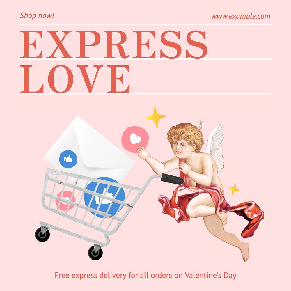 Express love Instagram post template, editable text