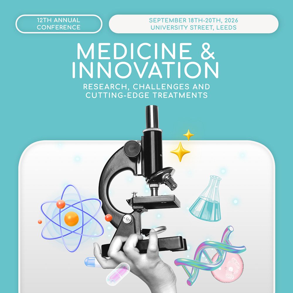 Medicine & innovation Instagram post template, editable text