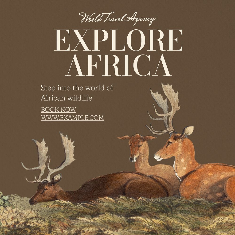 Explore Africa Instagram post template, editable text