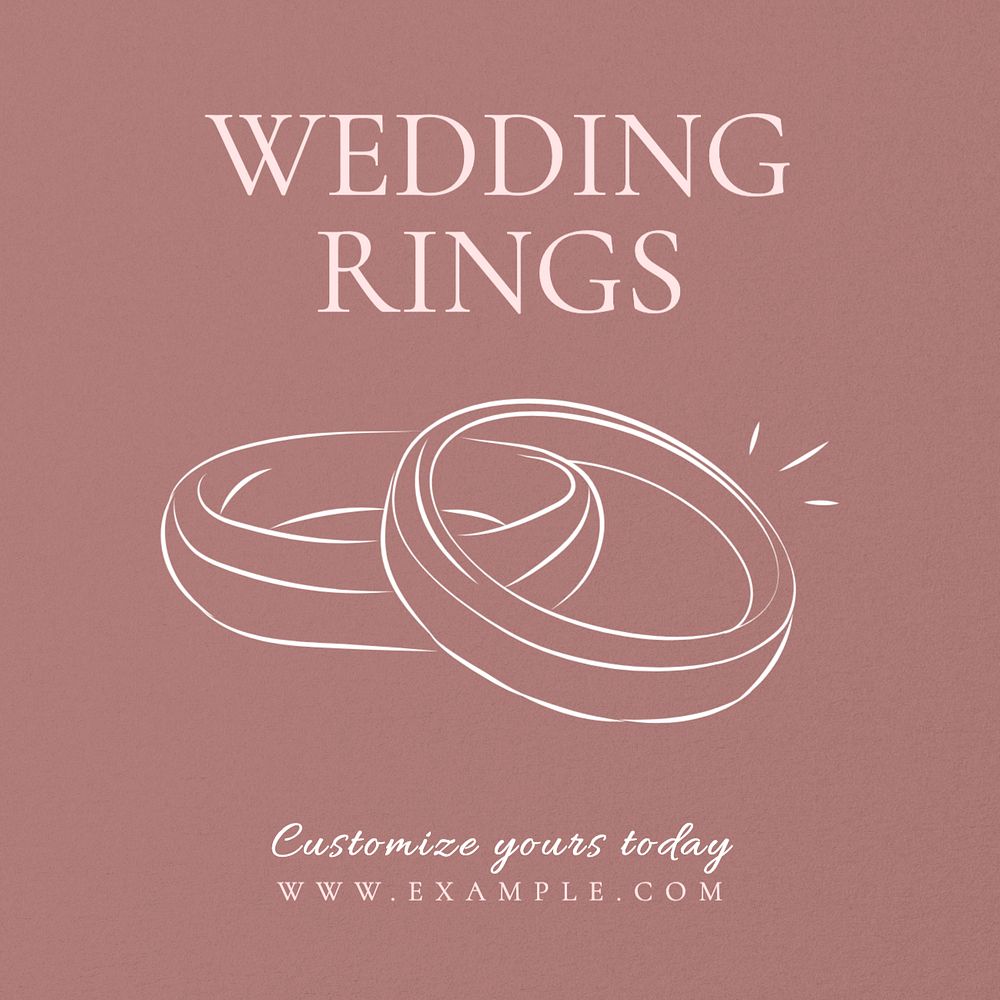 Wedding ring Instagram post template, editable text