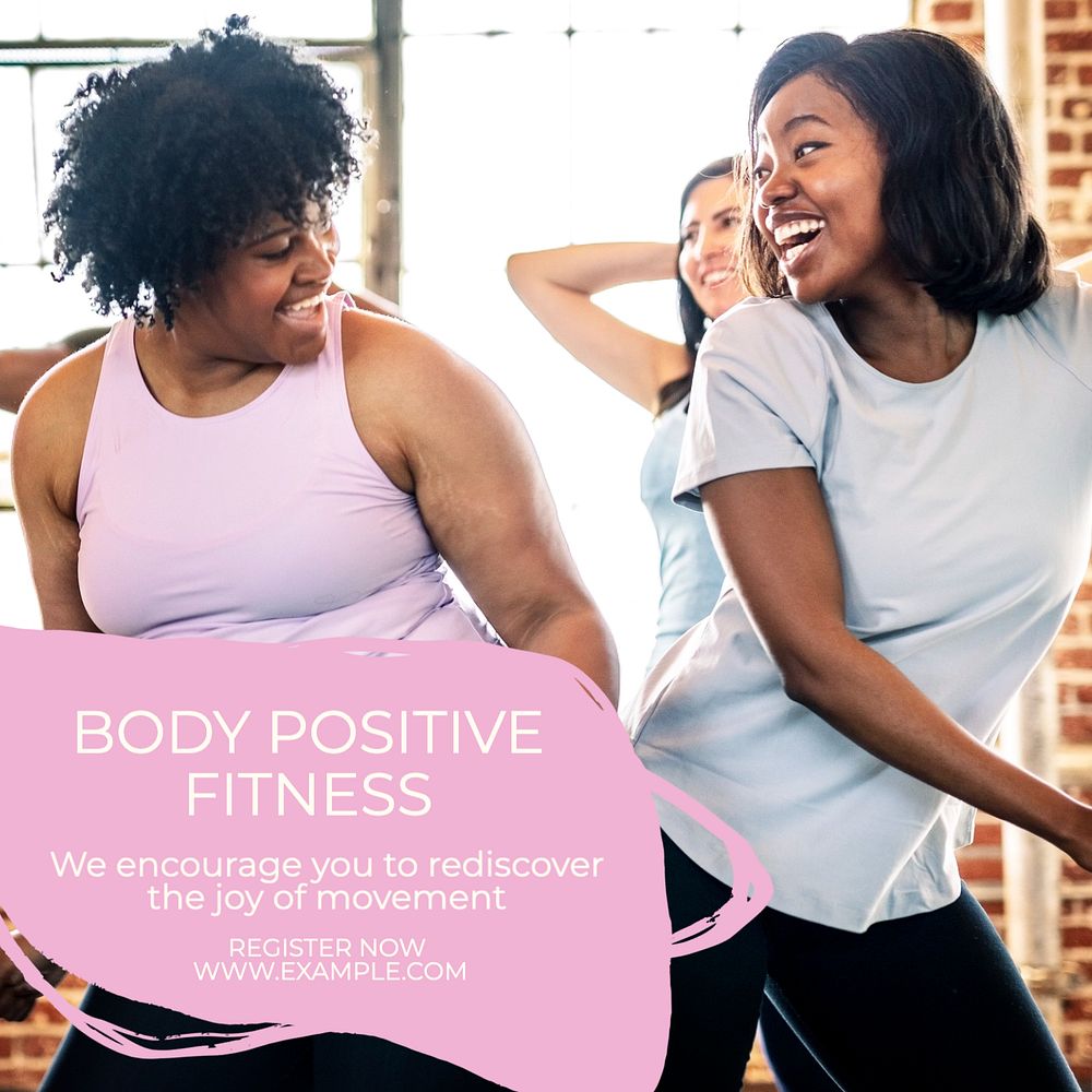 Body positive fitness Instagram post template, editable text