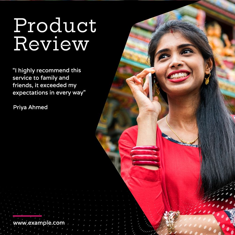 Product review Instagram post template, editable text