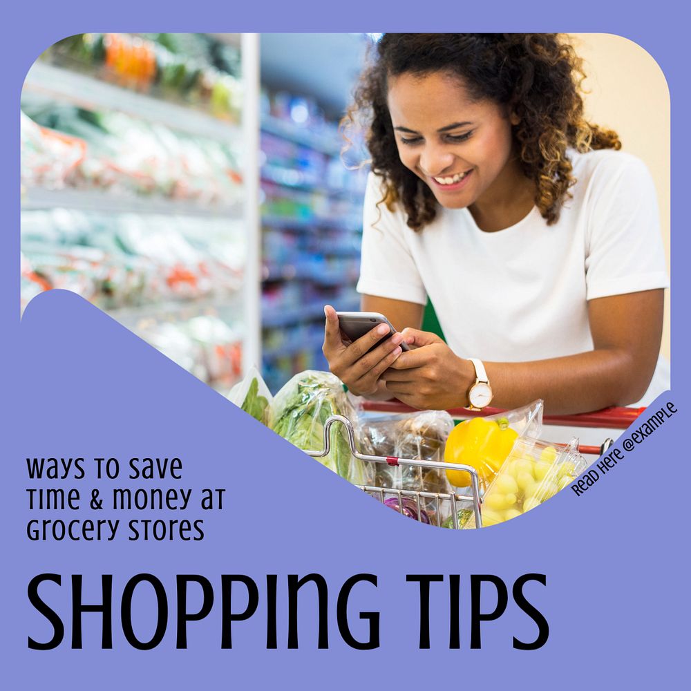 Shopping tips Instagram post template, editable text