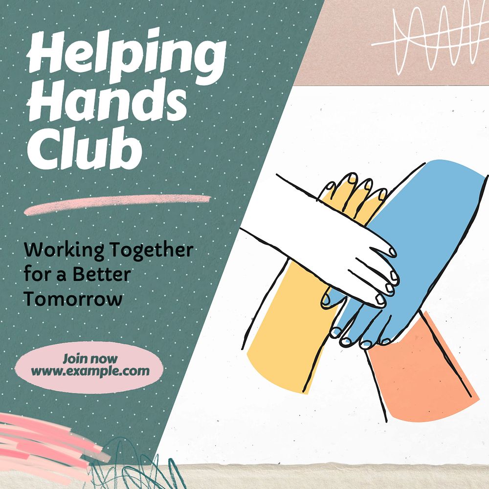 Helping hands Instagram post template, editable text