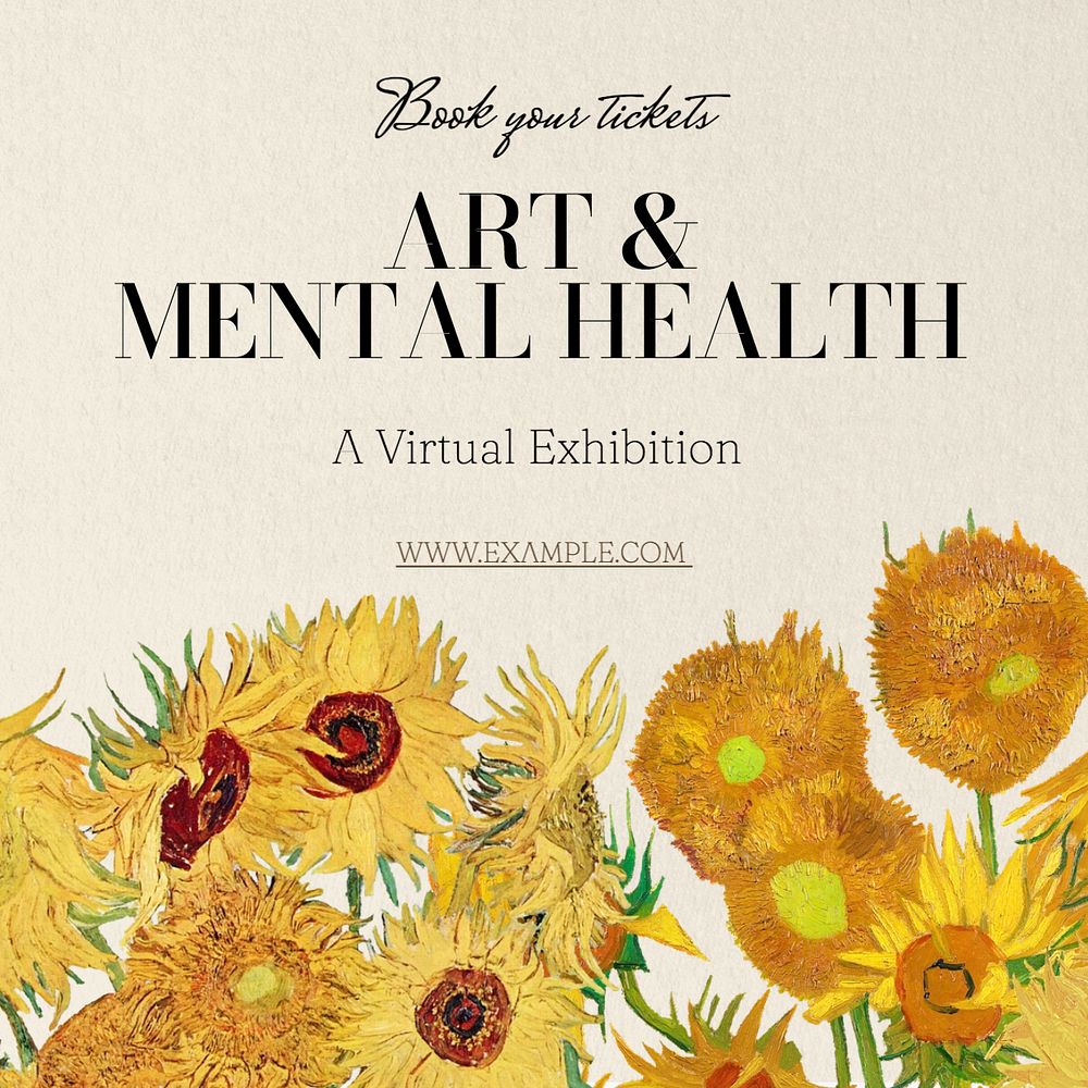 Art & mental health Instagram post template, editable text