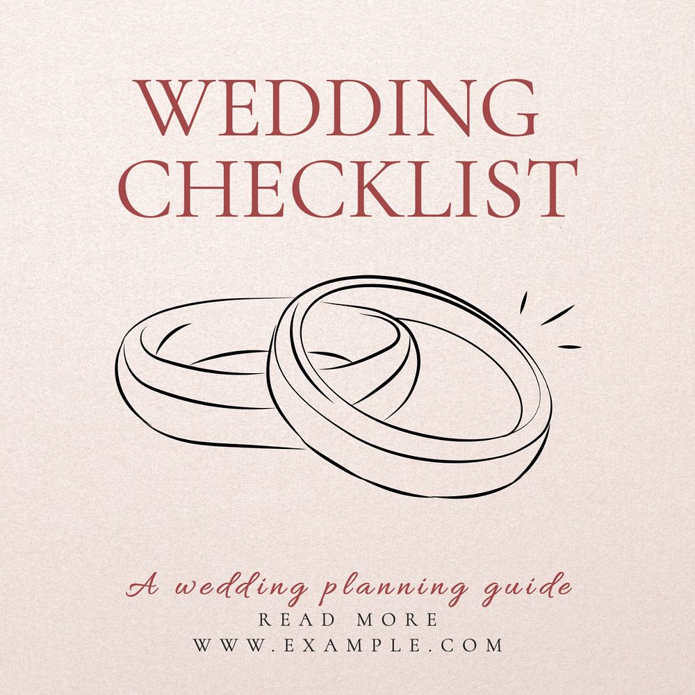 Wedding checklist Instagram post template, editable text