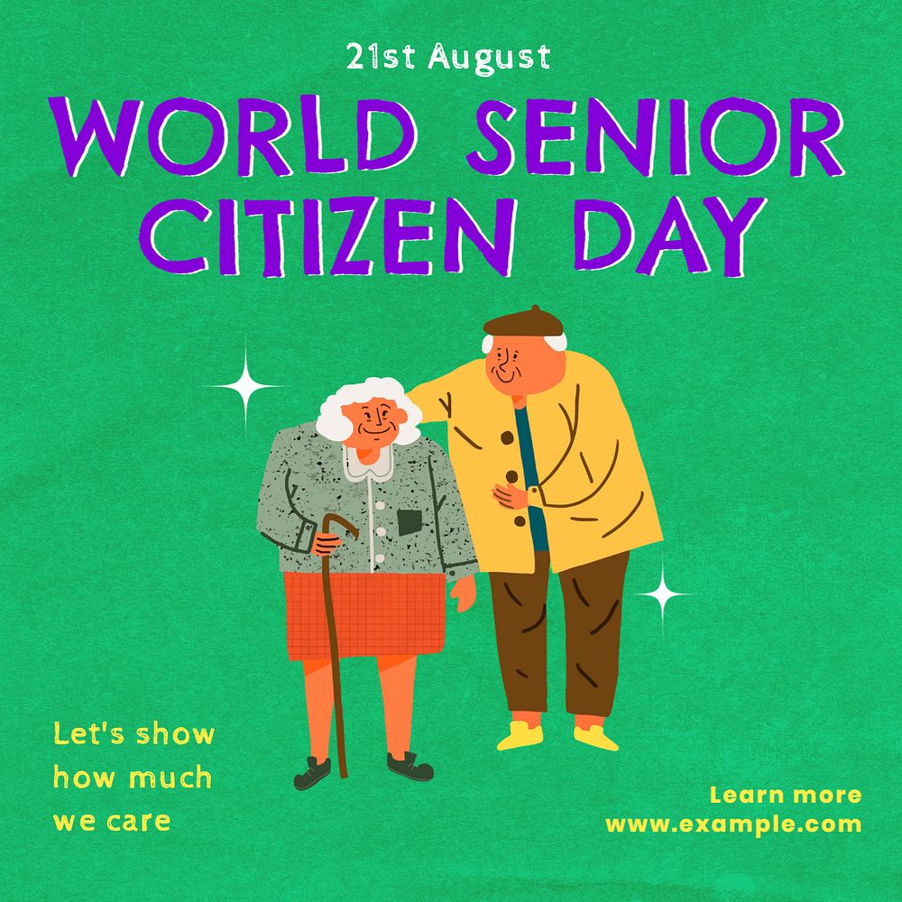 Senior citizen day Instagram post template, editable text