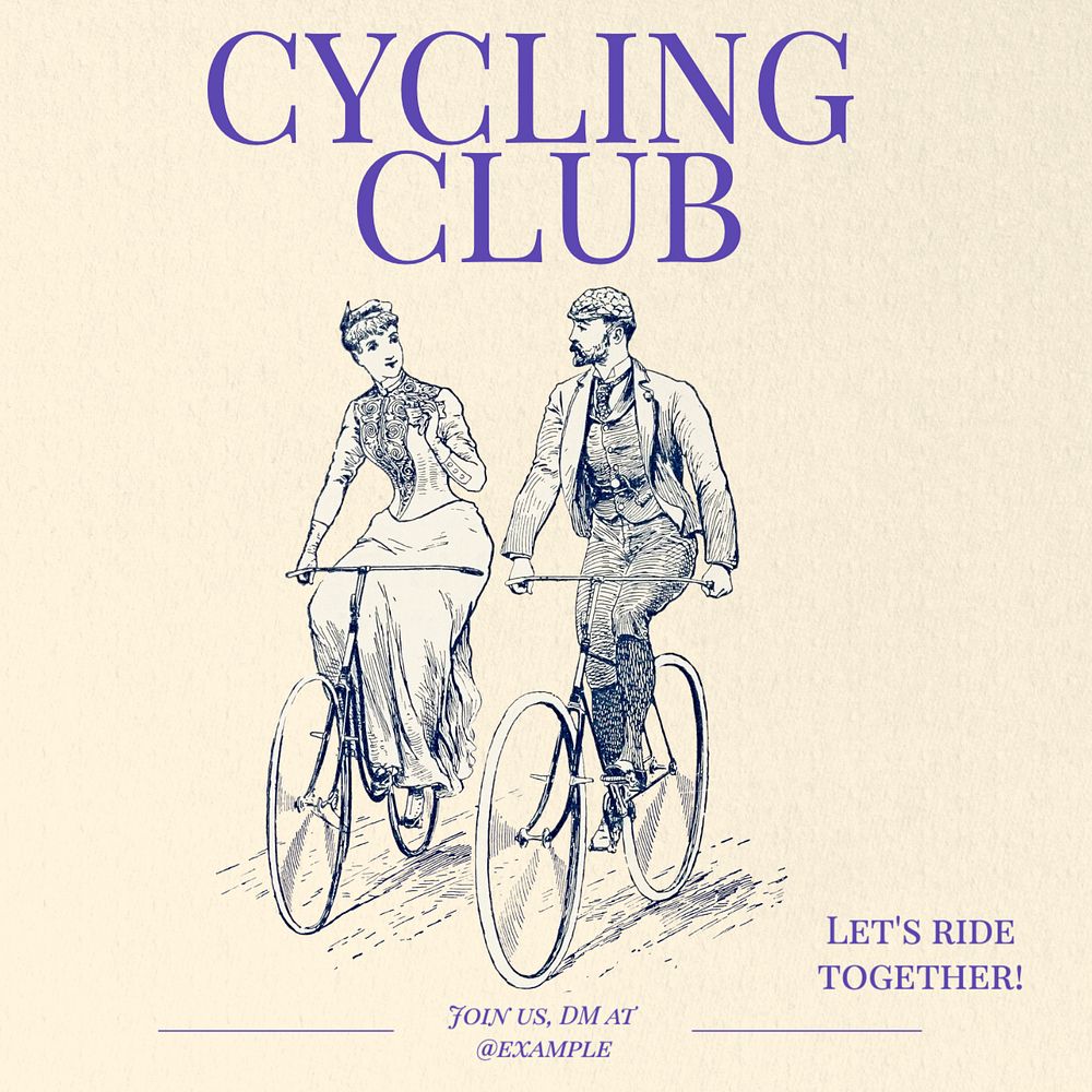 Cycling club Instagram post template, editable text