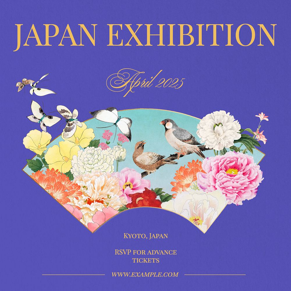 Japan exhibition Instagram post template, editable text