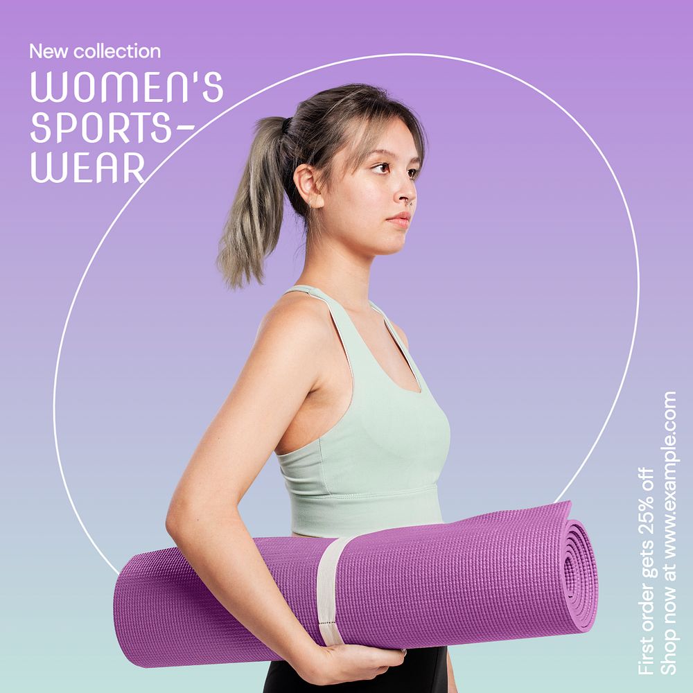 Women sportswear Instagram post template, editable text