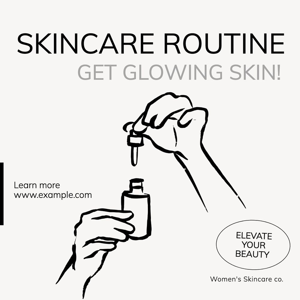 Skincare routine Instagram post template, editable text