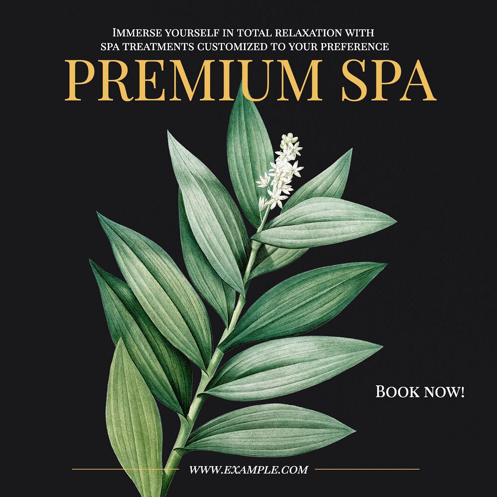 Premium spa Instagram post template, editable text