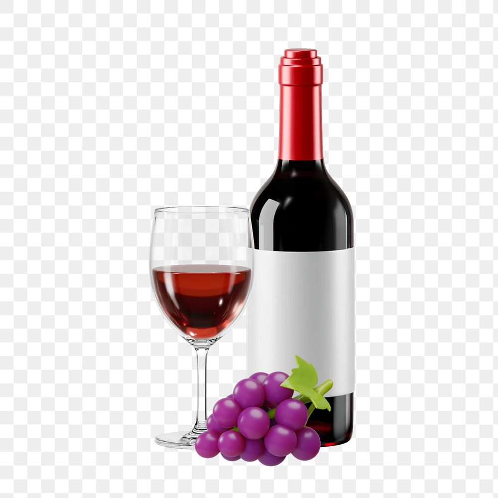 3D red wine bottle, element editable illustration