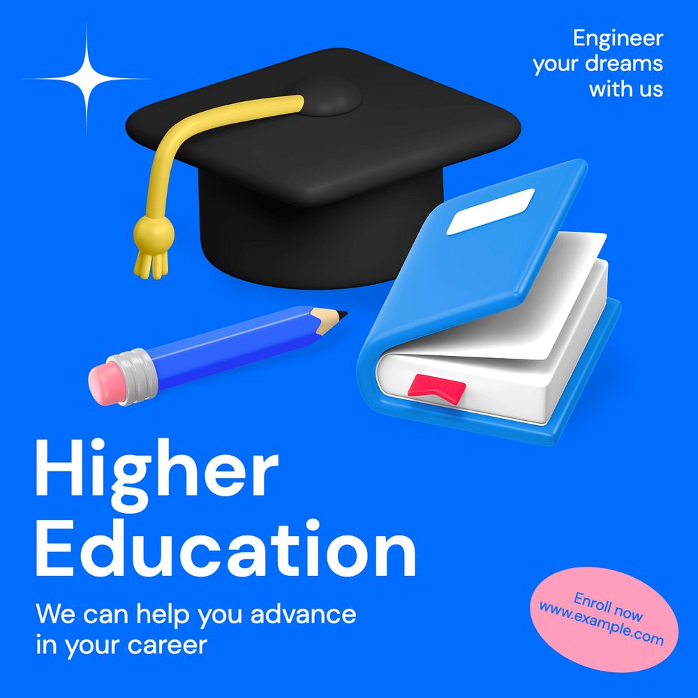 Higher education Instagram post template, editable text