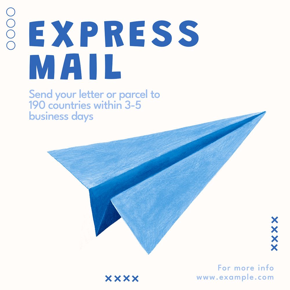 Express mail delivery Instagram post template, editable text