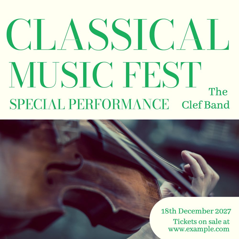 Classical music fest  Instagram post template, editable text