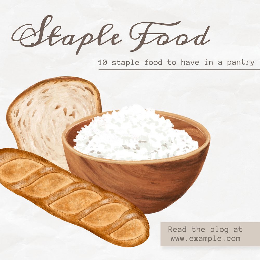 Staple food Instagram post template, editable text