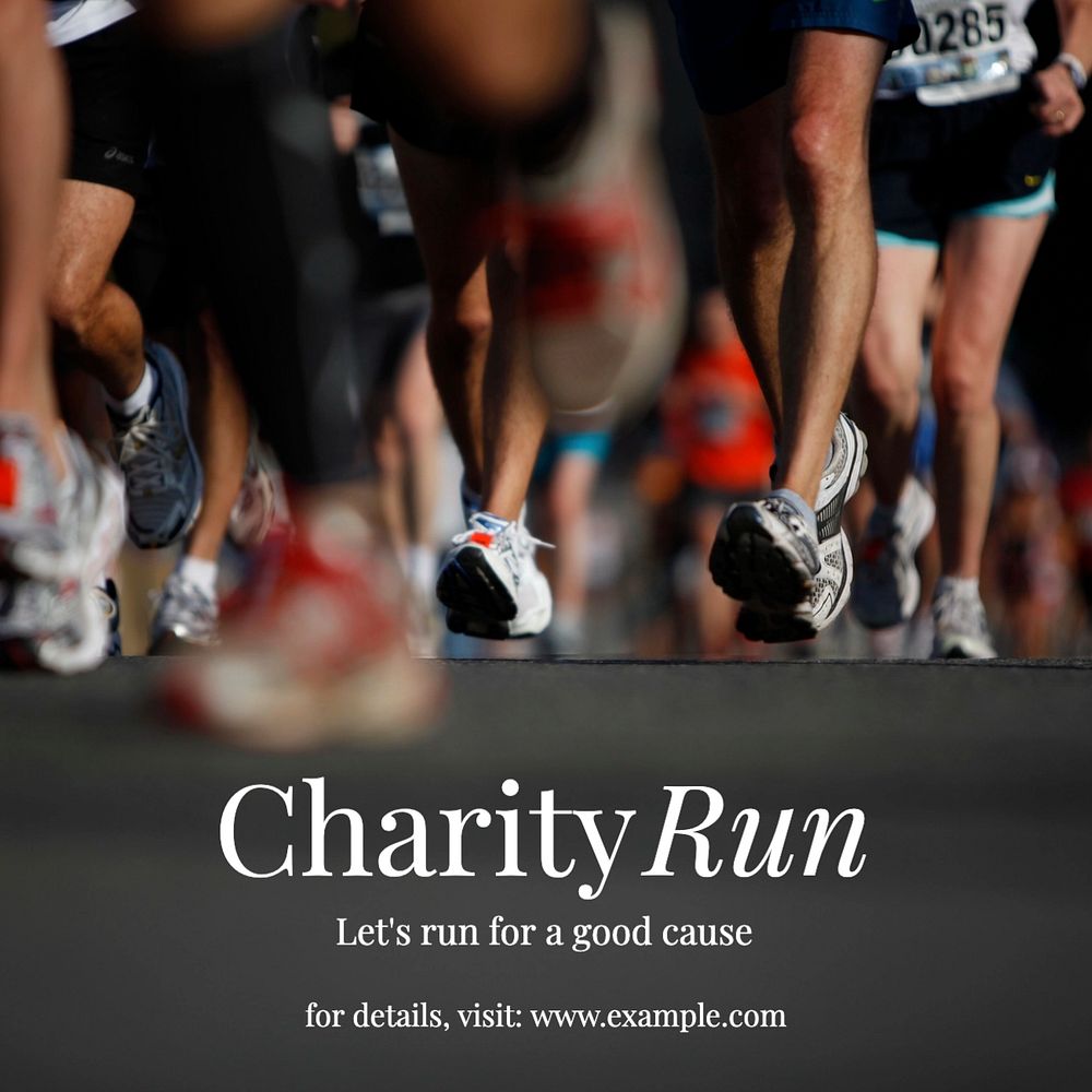 Charity run Instagram post template, editable text