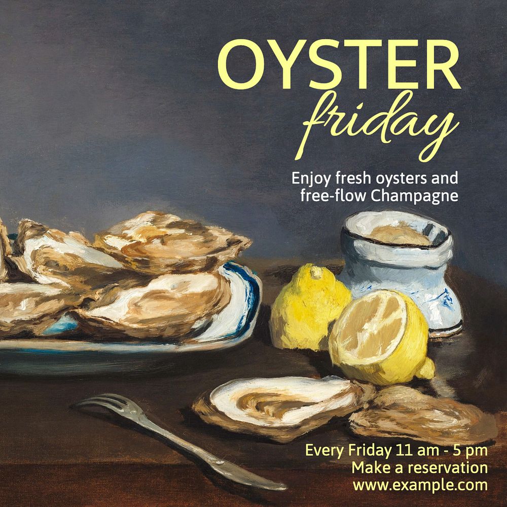 Oyster Friday Instagram post template, editable text