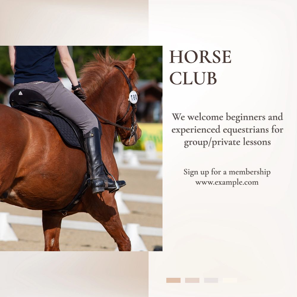 Horse club Instagram post template, editable text