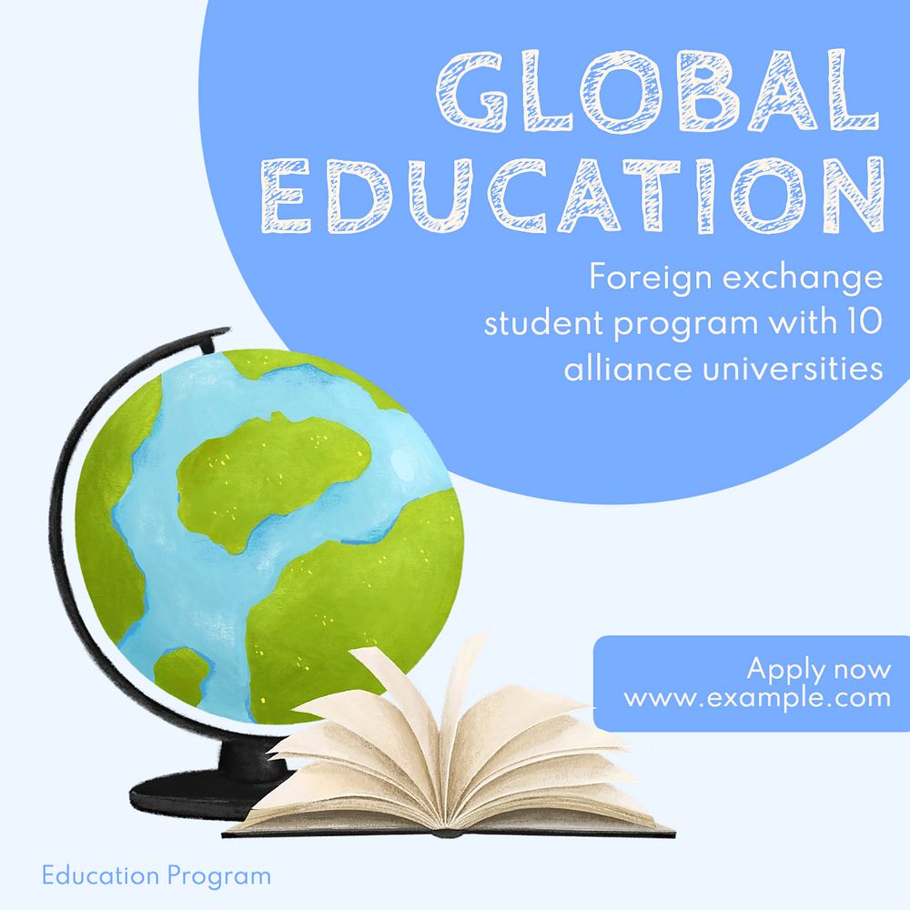 Global education Instagram post template, editable text