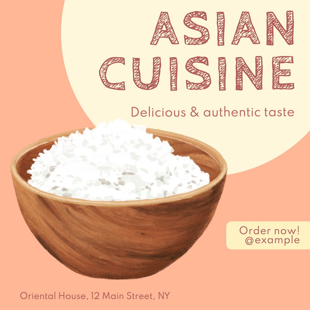 Asian cuisine Instagram post template, editable text