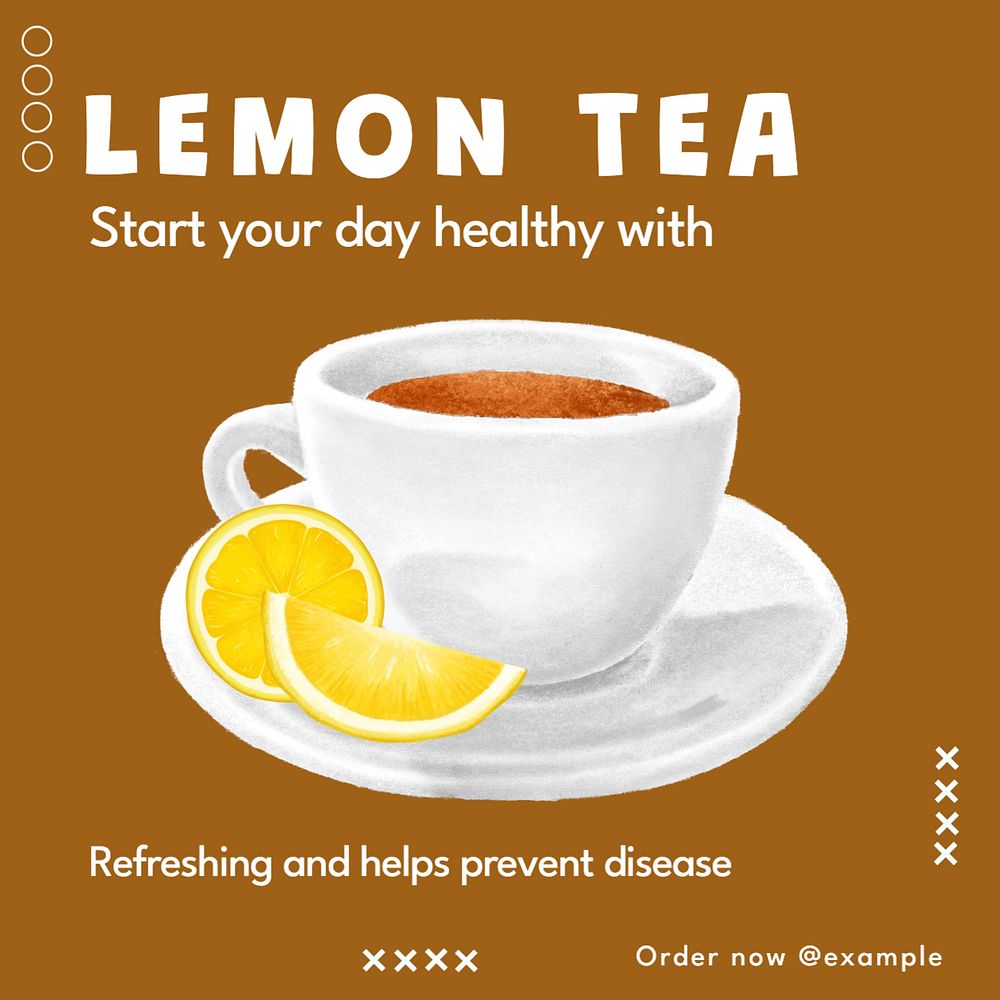 Iced lemon tea Instagram post template, editable text